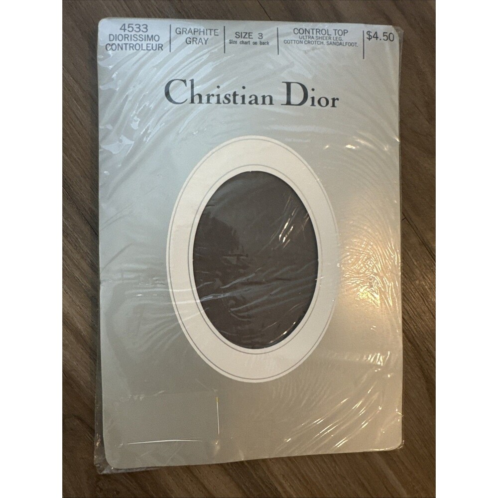 CHRISTIAN DIOR Control Top PANTYHOSE 3 Graphite Gray Hosiery 4533 DIORISSIMO